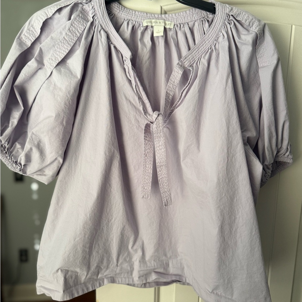 Chelsea & Violet Lavender Puff Sleeve Blouse
